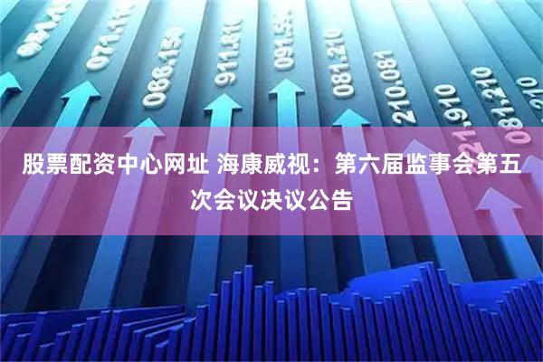 股票配资中心网址 海康威视：第六届监事会第五次会议决议公告